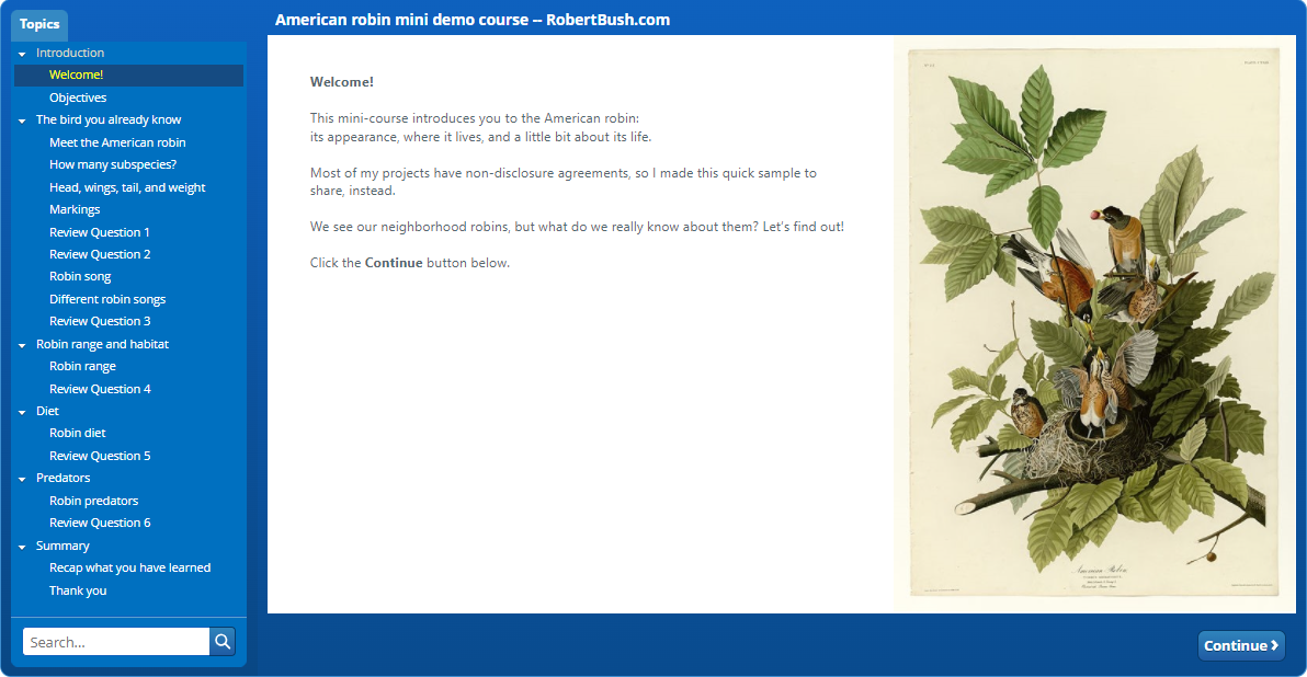 Bird tutorial demo made with Articulate Storyline